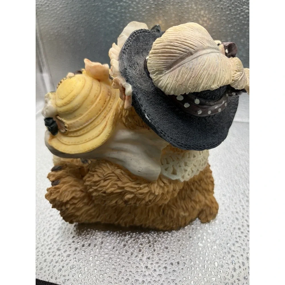 Young's Mother Daughter Floral Hat Cast Resin Large Teddy Bear Statue Nursery...